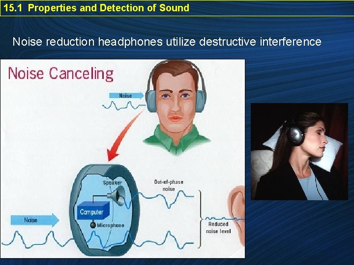 15. 1 Properties and Detection of Sound Noise reduction headphones utilize destructive interference 