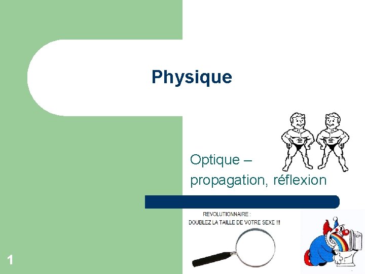 Physique Optique – propagation, réflexion 1 