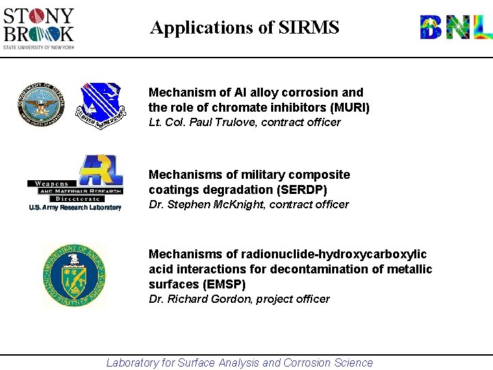 Applications of SIRMS Mechanism of Al alloy corrosion and the role of chromate inhibitors