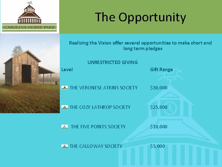 The Opportunity Realizing the Vision offer several opportunities to make short and long term
