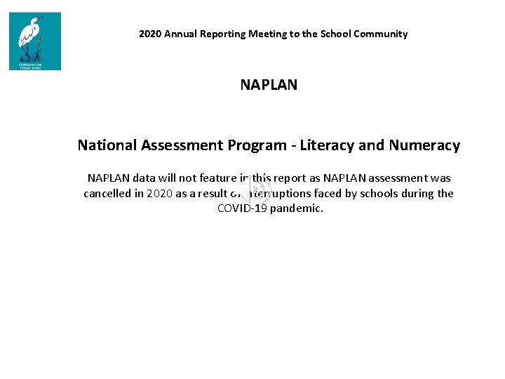 2020 Annual Reporting Meeting to the School Community NAPLAN National Assessment Program - Literacy