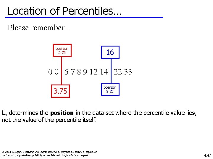 Location of Percentiles… Please remember… position 2. 75 16 0 0 | 5 7