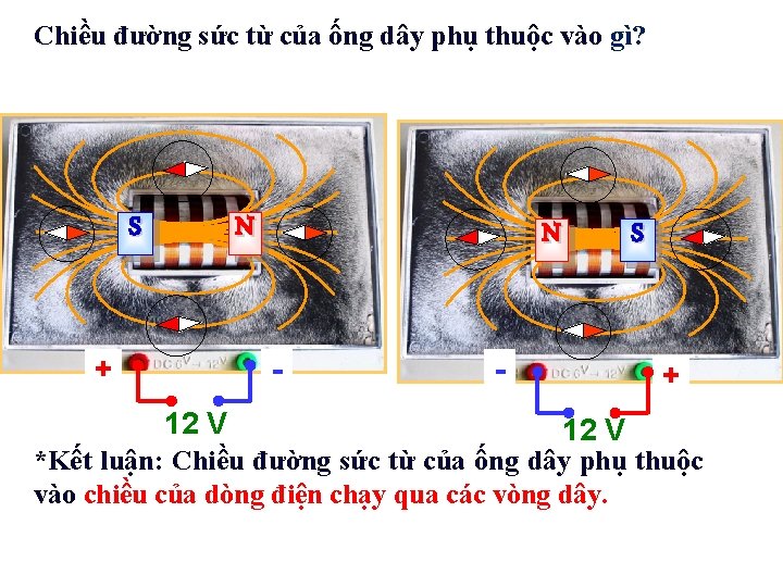 Chiều đường sức từ của ống dây phụ thuộc vào gì? S N ++