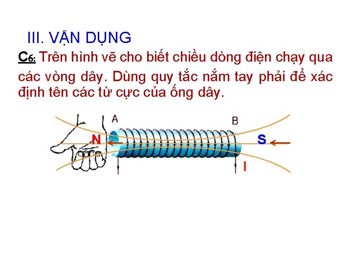 III. VẬN DỤNG C 6: Trên hình vẽ cho biết chiều dòng điện chạy