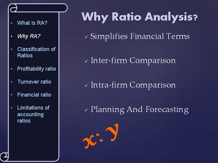  • What is RA? • Why RA? • Classification of Ratios Why Ratio