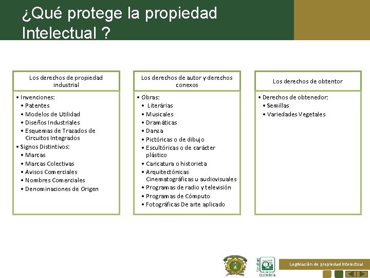 ¿Qué protege la propiedad Intelectual ? Los derechos de propiedad industrial • Invenciones: •