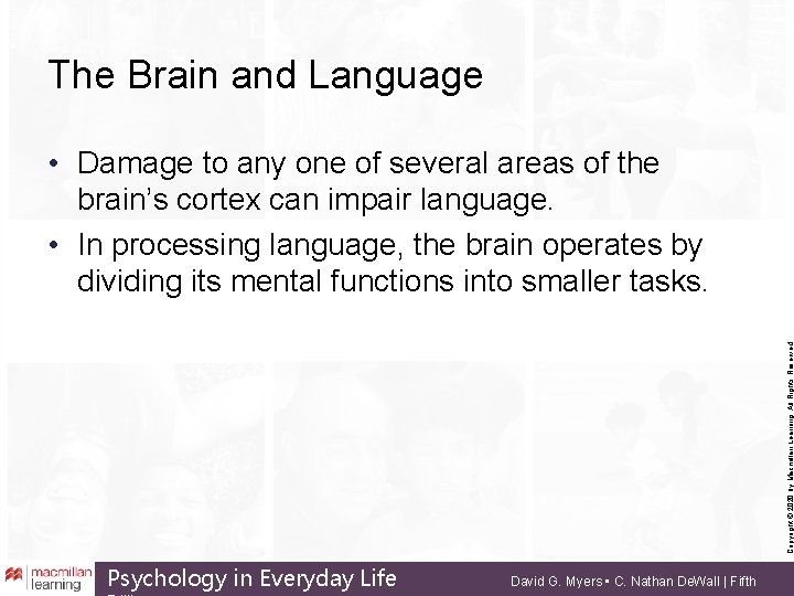 The Brain and Language Copyright © 2020 by Macmillan Learning. All Rights Reserved •