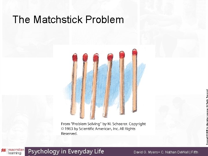 Copyright © 2020 by Macmillan Learning. All Rights Reserved The Matchstick Problem Psychology in
