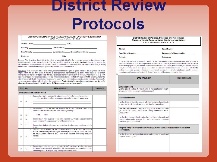 District Review Protocols 