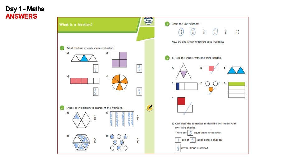 Day 1 – Maths ANSWERS 