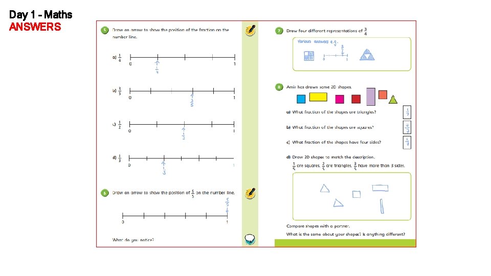 Day 1 – Maths ANSWERS 