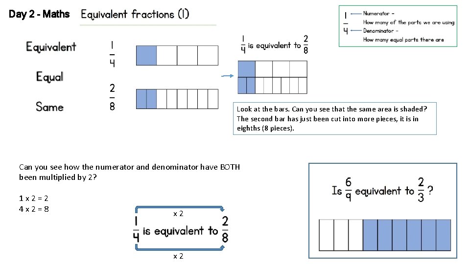 Day 2 - Maths Look at the bars. Can you see that the same