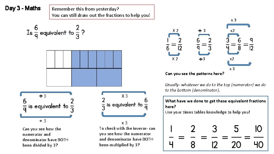 Day 3 - Maths Remember this from yesterday? You can still draw out the