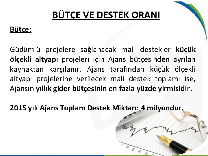 BÜTÇE VE DESTEK ORANI Bütçe: Güdümlü projelere sağlanacak mali destekler küçük ölçekli altyapı projeleri BÜTÇE VE DESTEK ORANI Bütçe: Güdümlü projelere sağlanacak mali destekler küçük ölçekli altyapı projeleri