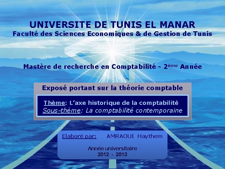 UNIVERSITE DE TUNIS EL MANAR Faculté des Sciences Economiques & de Gestion de Tunis