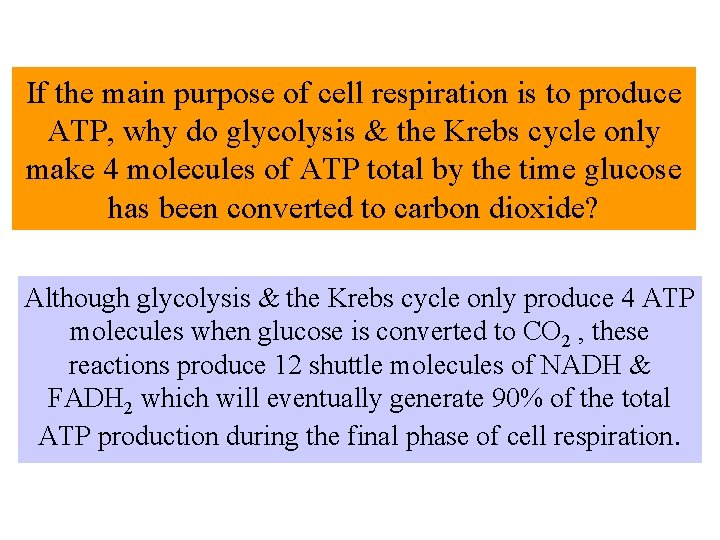 If the main purpose of cell respiration is to produce ATP, why do glycolysis
