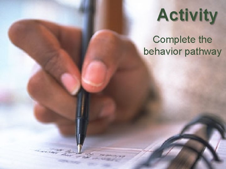 Activity Complete the behavior pathway 