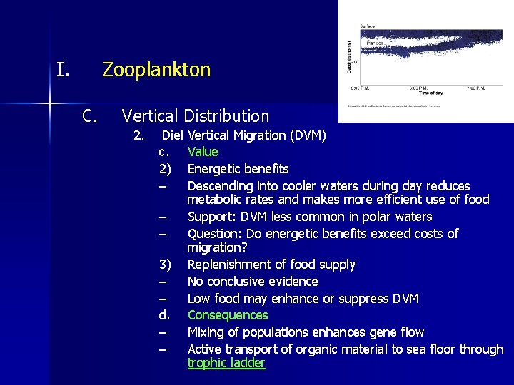 I. Zooplankton C. Vertical Distribution 2. Diel c. 2) – – – 3) –