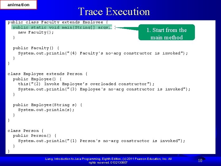 animation Trace Execution public class Faculty extends Employee { public static void main(String[] args)