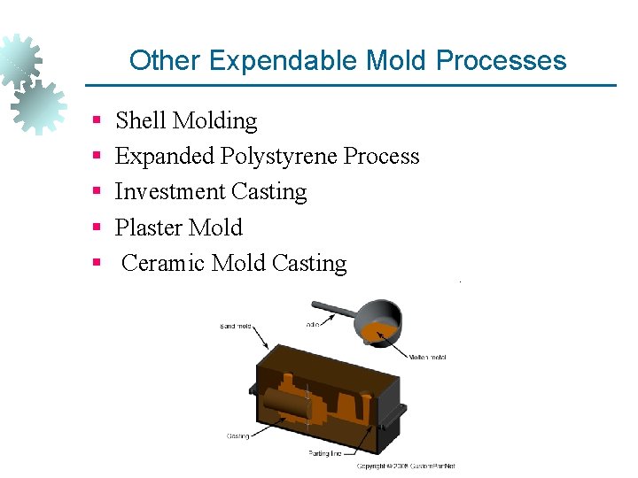 Other Expendable Mold Processes § § § Shell Molding Expanded Polystyrene Process Investment Casting