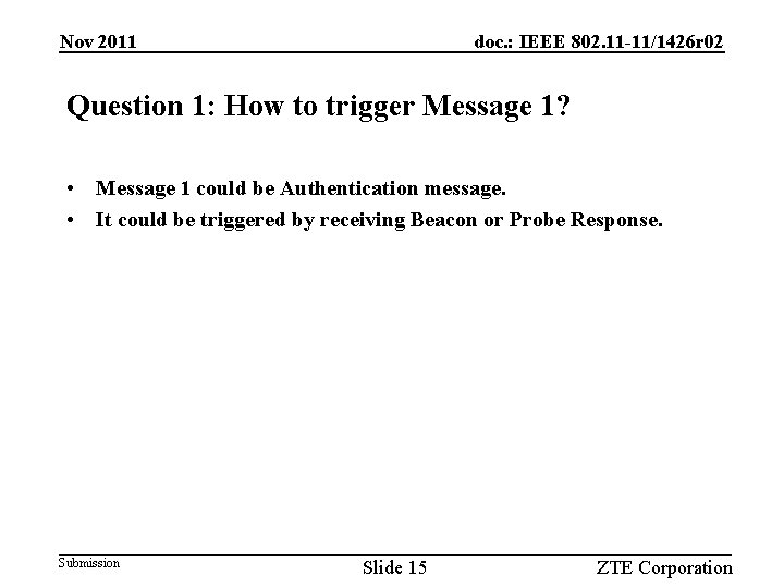 Nov 2011 doc. : IEEE 802. 11 -11/1426 r 02 Question 1: How to