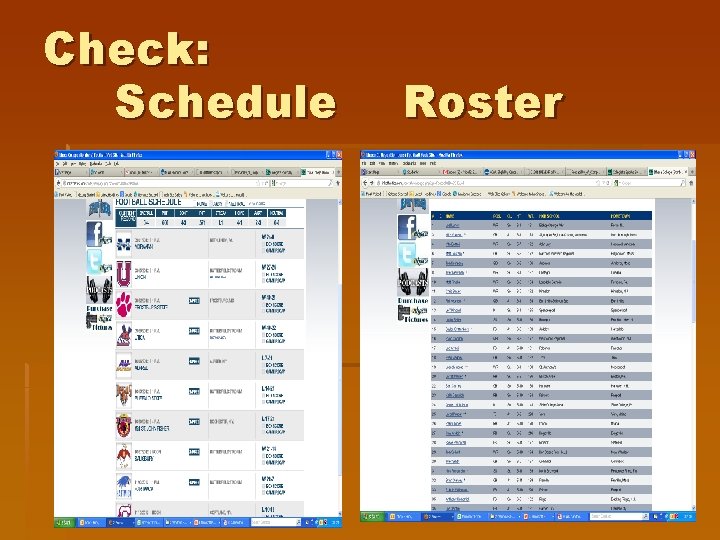 Check: Schedule Roster 