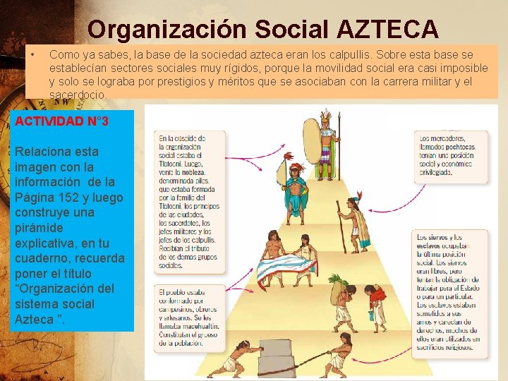 Organización Social AZTECA • Como ya sabes, la base de la sociedad azteca eran