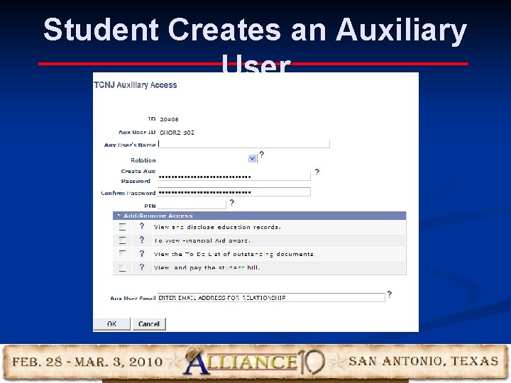 Student Creates an Auxiliary User 19 Student Creates an Auxiliary User 19