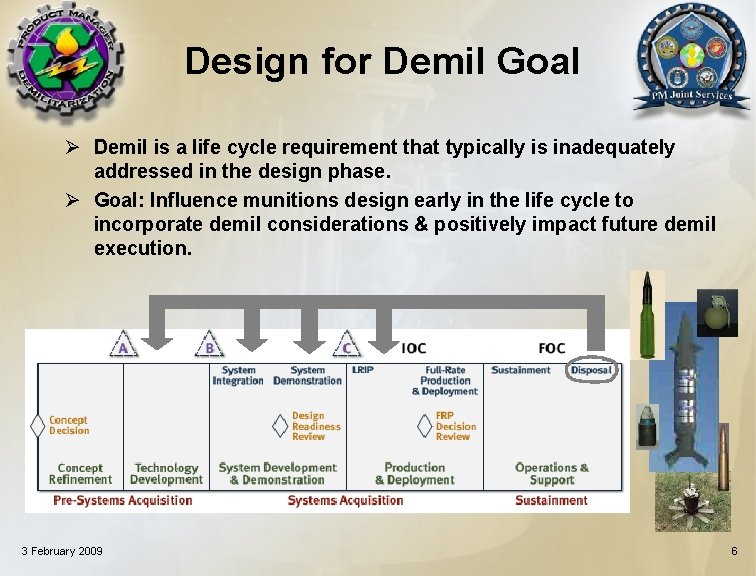 Design for Demil Goal Ø Demil is a life cycle requirement that typically is