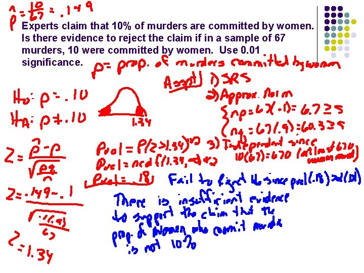 Experts claim that 10% of murders are committed by women. Is there evidence to