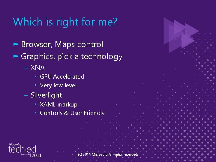 Which is right for me? ► Browser, Maps control ► Graphics, pick a technology