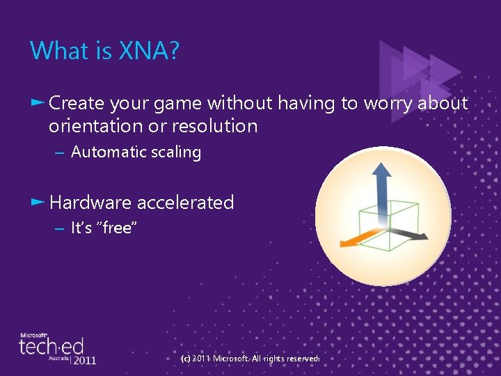 What is XNA? ► Create your game without having to worry about orientation or