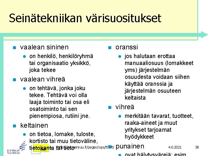 Seinätekniikan värisuositukset n vaalean sininen l n on henkilö, henkilöryhmä tai organisaatio yksikkö, joka