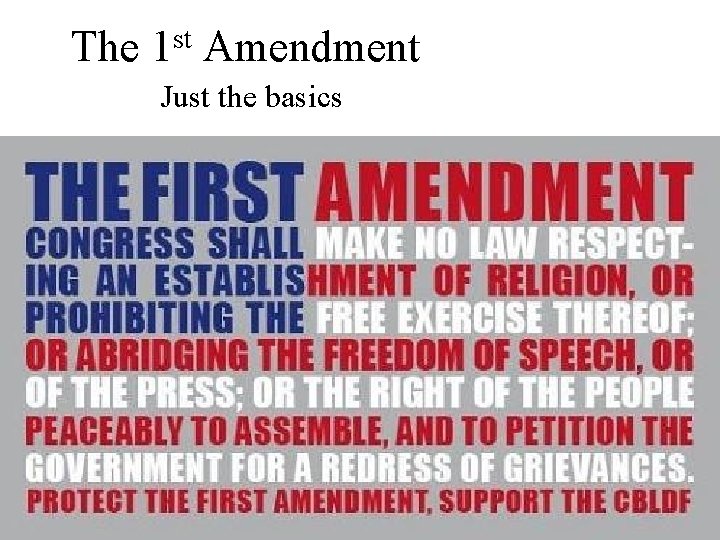 The st 1 Amendment Just the basics 