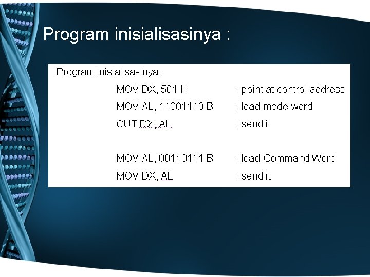 Program inisialisasinya : 