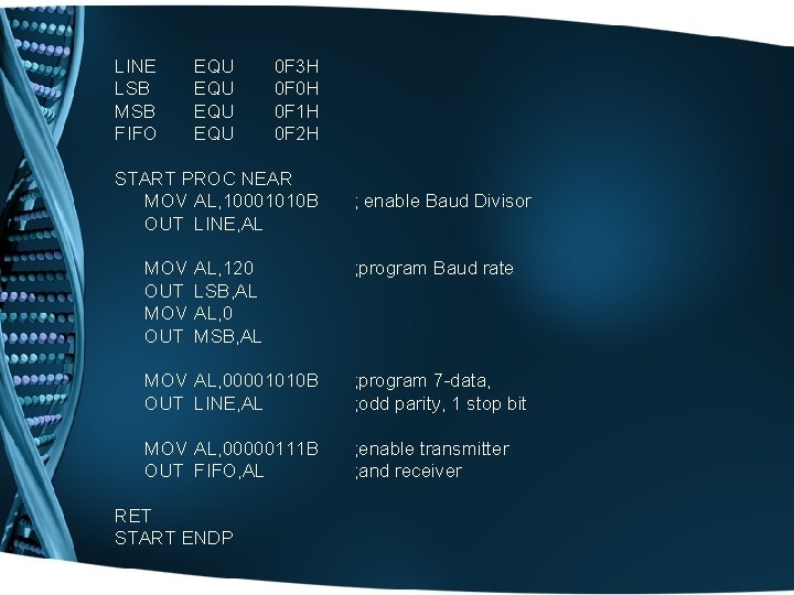 LINE LSB MSB FIFO EQU EQU 0 F 3 H 0 F 0 H