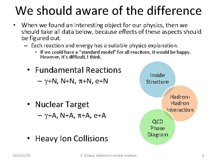 We should aware of the difference • When we found an interesting object for