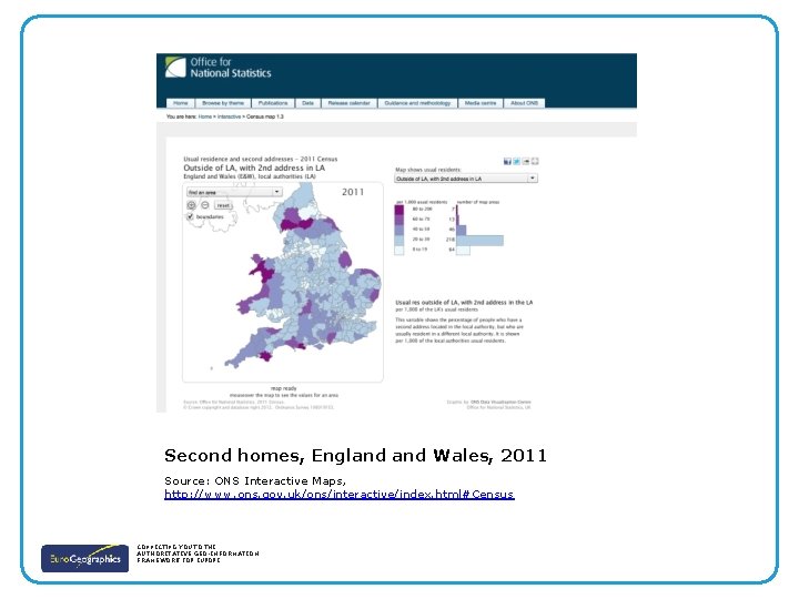 Second homes, England Wales, 2011 Source: ONS Interactive Maps, http: //www. ons. gov. uk/ons/interactive/index.