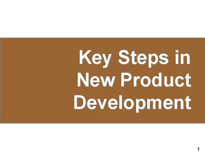 Key Steps in New Product Development 1 