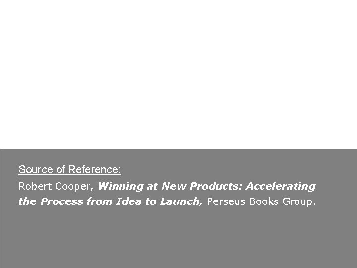 Source of Reference: Robert Cooper, Winning at New Products: Accelerating the Process from Idea