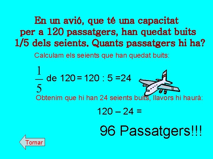 En un avió, que té una capacitat per a 120 passatgers, han quedat buits