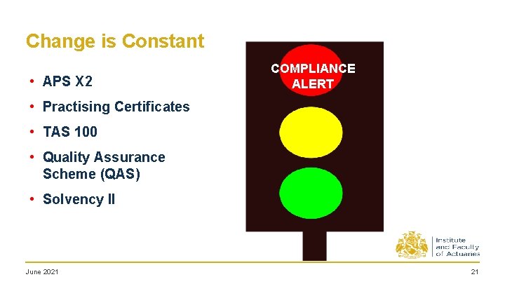 Change is Constant • APS X 2 COMPLIANCE ALERT • Practising Certificates • TAS