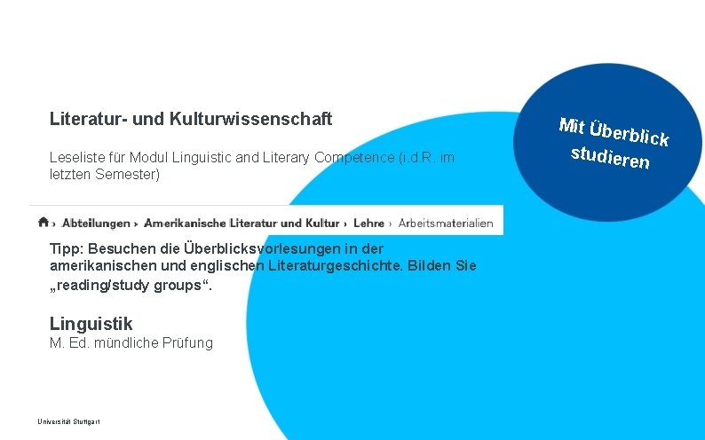Literatur- und Kulturwissenschaft Leseliste für Modul Linguistic and Literary Competence (i. d. R. im