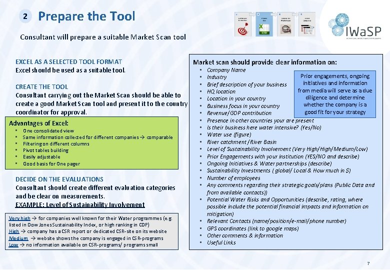 2 Prepare the Tool Consultant will prepare a suitable Market Scan tool EXCEL AS