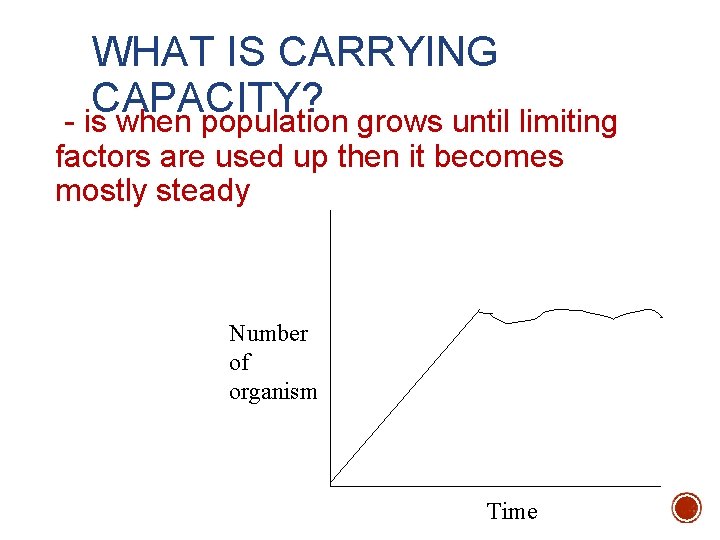 WHAT IS CARRYING CAPACITY? - is when population grows until limiting factors are used