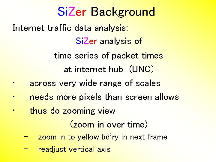Si. Zer Background Internet traffic data analysis: Si. Zer analysis of time series of