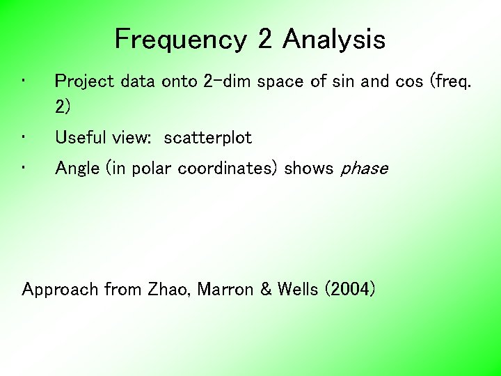 Frequency 2 Analysis • Project data onto 2 -dim space of sin and cos