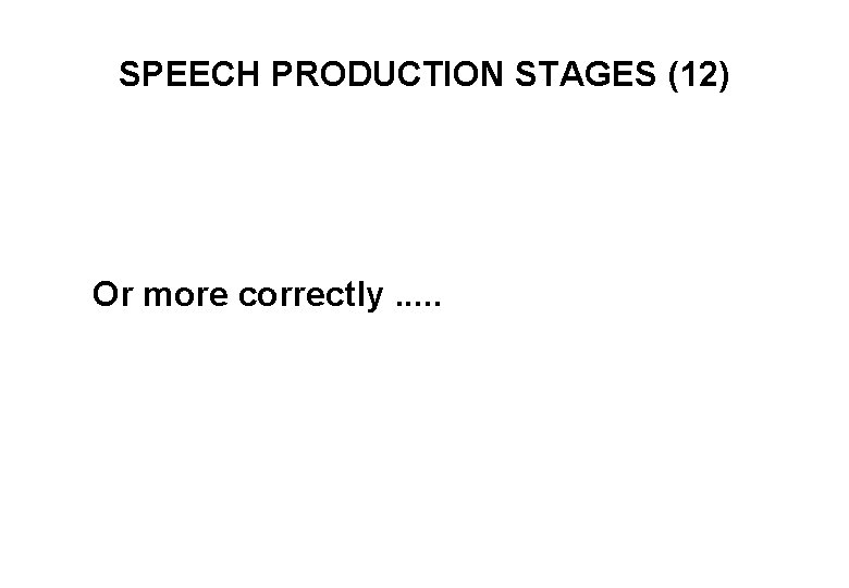 SPEECH PRODUCTION STAGES (12) Or more correctly. . . 