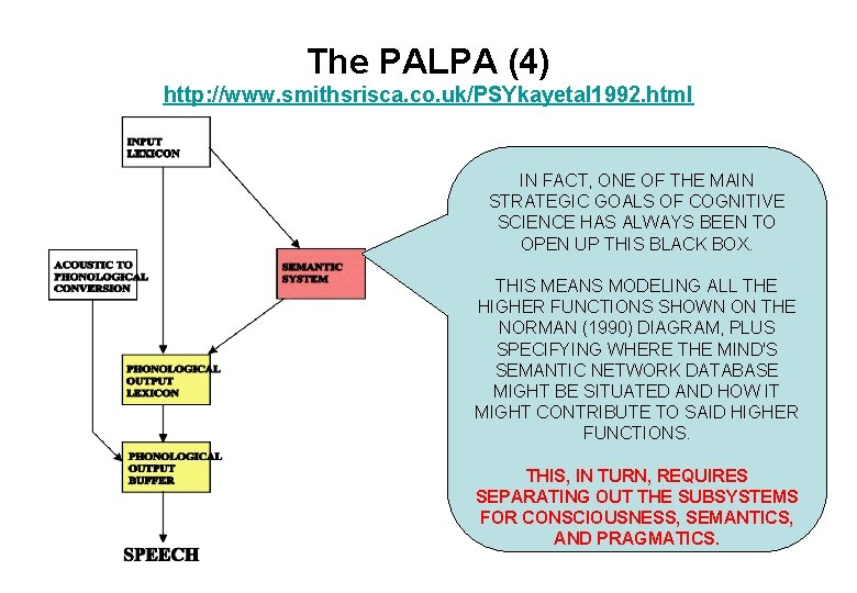 The PALPA (4) http: //www. smithsrisca. co. uk/PSYkayetal 1992. html IN FACT, ONE OF