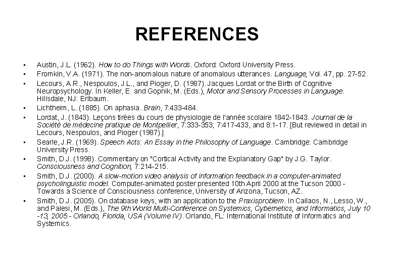 REFERENCES • • • Austin, J. L. (1962). How to do Things with Words.